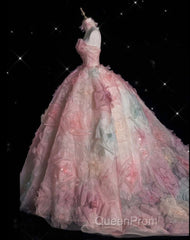 Vintage Fashion Ball Gown Strapless Pink Floral Floor Length Evening Dresses Evening Prom Dresses