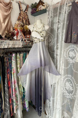 Vintage Fashion High Low Halter Ombre Gray Chiffon Evening Dresses Evening Prom Dresses