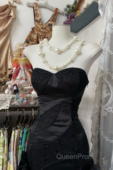 Vintage Fashion Mermaid Sweetheart Black Floor Length Evening Dresses Evening Prom Dresses