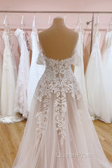 Vintage Long A-Line Off-the-Shoulder Sweetheart Backless Tulle Wedding Dresses