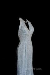 Vintage Mermaid Halter Neck Blue Sequin Evening Prom Gown Fairy Evening Prom Dresses