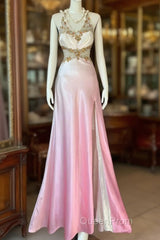 Vintage Mermaid Halter Sleeveless Long Ombre Pink Evening Dresses Evening Prom Dresses