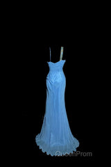 Vintage Mermaid Sweetheart Blue Chiffon Long Evening Prom Gown Fairy Evening Prom Dresses