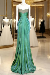 Vintage Mermaid Sweetheart Green Long Evening Prom Gown Fairy Evening Prom Dresses