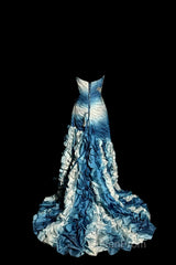 Vintage Mermaid Sweetheart Sleeveless Long Blue Evening Prom Gown Fairy Evening Prom Dresses