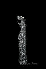 Vintage Sheath Off The Shoulder Silver Gray Sleeveless Long Evening Prom Gown Fairy Evening Prom Dresses