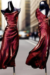 Vintage Sheath Spaghetti Straps Burgundy Ankle Length Evening Prom Dresses Birthday Outfits