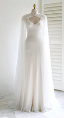 Weitese Dresses Evening Prom Dresses Stores White Bridal Long Tulle Cape Sleeves With Embroidered Lace Appliques Long Wedding Dresses Party Dresses Formal Wear Dresses