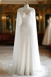 Weitese Dresses Evening Prom Dresses Stores White Bridal Long Tulle Cape Sleeves With Embroidered Lace Appliques Long Wedding Dresses Party Dresses Formal Wear Dresses