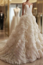 Weitese Formal WomenS Dresses Ivory Elegant Strapless Puffy Tiered Ball Gown Evening Prom Dresses Wedding Dresses Evening Prom Dresses Stores