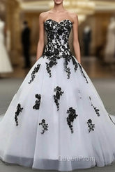 Weitese Formal WomenS Dresses Strapless Beautiful White And Black Long Evening Prom Dresses Ball Gown Wedding Dresses Evening Prom Clothing