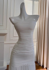 White Bodycon Dresses Strapless Chiffon Long Evening Prom Dresses Simple Evening Dresses