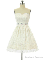 White Lace Sweetheart Homecoming Dress