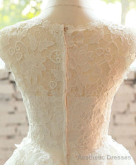 White Lace Tulle Short Prom Dress, Homecoming Dress