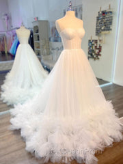 White sweetheart neck tulle long Evening Prom Dresses white formal Dresses