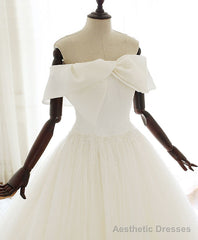 White Tulle Long Prom Dress White Tulle Wedding Dress