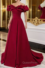 Wine Red Off Shoulder Sweetheart Long Party Dresses, Wine Red Evening Prom Dresses Evening Dresses
