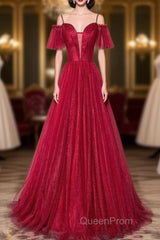 Wine Red Straps Off Shoulder Long Evening Prom Dresses Party Dresses, Formal Gown Evening Dresses
