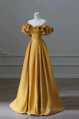 Yellow Off Shoulder Long Formal Evening Dresses Evening Prom Dresses