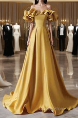 Yellow Off Shoulder Long Formal Evening Dresses Evening Prom Dresses