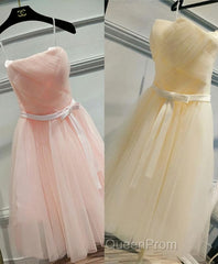 Cute A Line Tulle Short Evening Prom Dresses, Bridesmaid Dresses