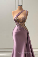 Sexy Purple Mermaid One-Shoulder Evening Prom Dresses