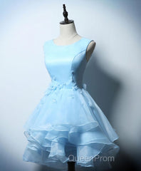 Cute Blue A Line Short Evening Prom Dresses, Blue Evening Dresses