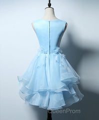 Cute Blue A Line Short Evening Prom Dresses, Blue Evening Dresses