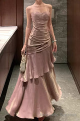 A-Line Pink Prom Dress features spaghetti straps Evening Dresses