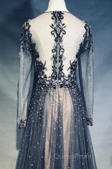 Luxury Long Sleeves V-neck Long Evening Prom Dresses Overskirt Mother Formal Dresses