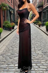 Black and Red Straps Long Simple Party Dresses, Black and Red Evening Prom Dresses