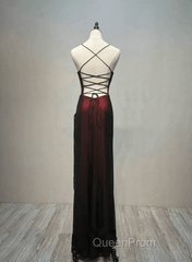 Black and Red Straps Long Simple Party Dresses, Black and Red Evening Prom Dresses