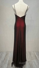Black And Red Sweetheart Simple Straps Long Evening Prom Dresses, A-Line Long Formal Dresses