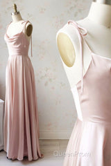 Simple Satin Long Evening Prom Dresses, A-Line Spaghetti Straps Evening Dresses