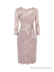 Three Quarter Pink Short Mother of Bride Dress