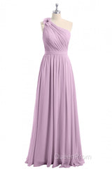 Dusty Purple One-Shoulder Backless A-Line Long Bridesmaid Dresses