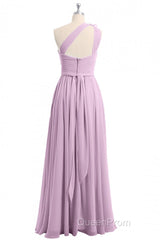 Dusty Purple One-Shoulder Backless A-Line Long Bridesmaid Dresses