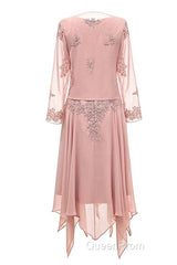 Dusty Pink Two-Piece V-Neck Appliques Mother of the Bride Dresses