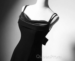 Black Straps Velvet Low Back Long Formal Dresses, Black Velvet Evening Dresses Evening Prom Dresses