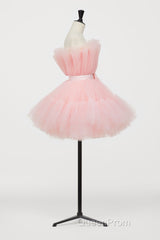 Hot Pink A-line Short Tulle Party Dresses