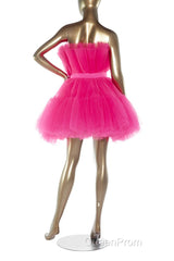 Hot Pink A-line Short Tulle Party Dresses