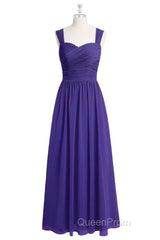 Purple Sweetheart Banded Waist Long Bridesmaid Dresses