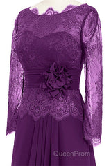 Ruffles Purple Lace Long Mother of the Bride Dresses