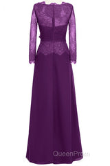 Ruffles Purple Lace Long Mother of the Bride Dresses