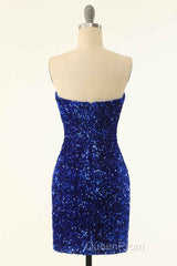 Royal Blue Sequin Strapless Mini Homecoming Dresses
