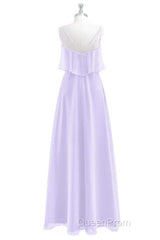 Lavender Chiffon Straps Ruffled A-Line Bridesmaid Dresses