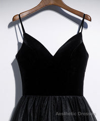 Black V Neck Tulle Short Prom Dress, Black Tulle Homecoming Dress
