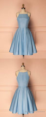 Light Blue Short Knee-Length Bridesmaid DressesProm Dresses