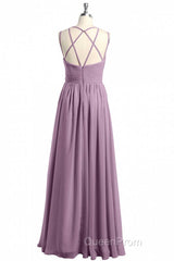 Burgundy Chiffon Spaghetti Straps A-line Long Bridesmaid Dresses