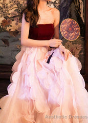 Simple Pink Tulle Long Prom Dress Pink Evening Dress